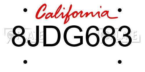 8JDG683 California License Plate