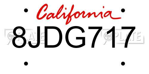 8JDG717 California License Plate