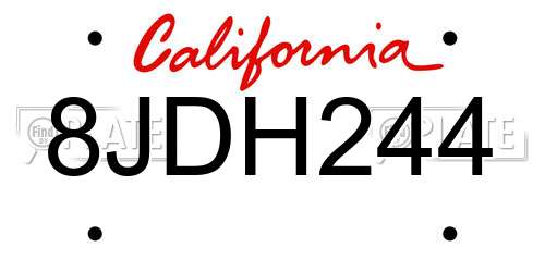 8JDH244 California License Plate