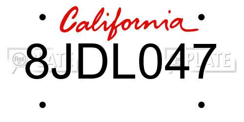 8JDL047 California License Plate