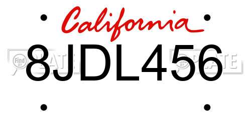 8JDL456 California License Plate