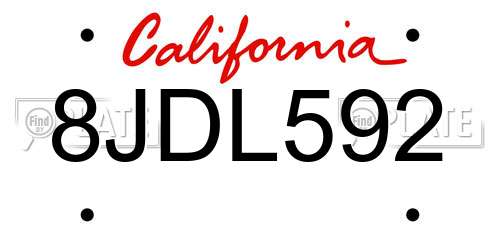 8JDL592 California License Plate
