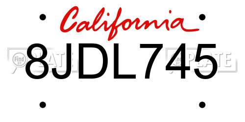 8JDL745 California License Plate