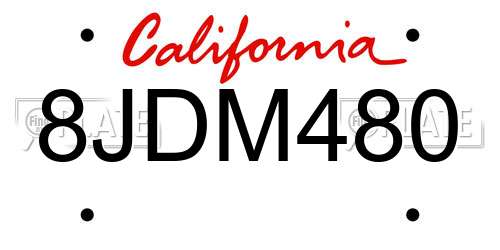 8JDM480 California License Plate