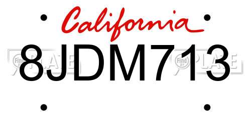 8JDM713 California License Plate