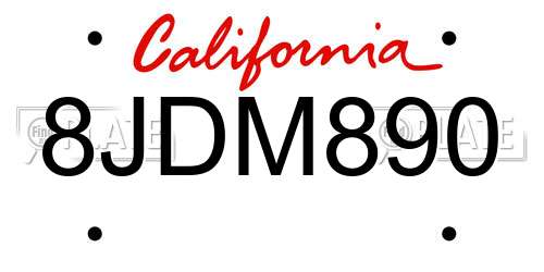 8JDM890 California License Plate