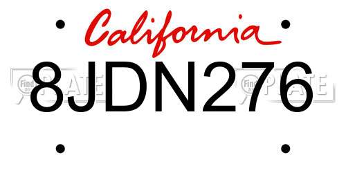8JDN276 California License Plate