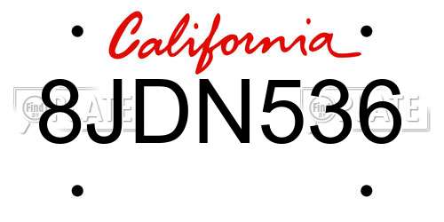 8JDN536 California License Plate