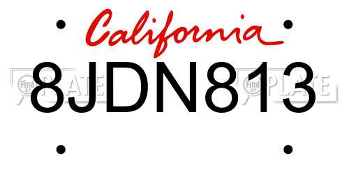 8JDN813 California License Plate