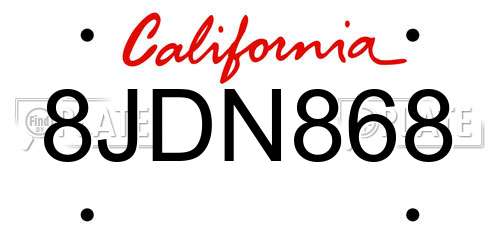 8JDN868 California License Plate