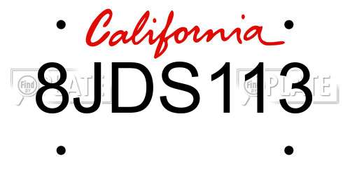 8JDS113 California License Plate