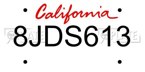 8JDS613 California License Plate