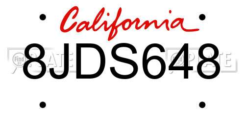 8JDS648 California License Plate