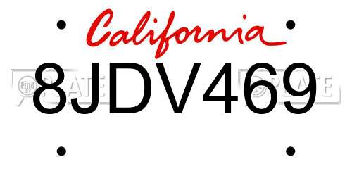 8JDV469 California License Plate