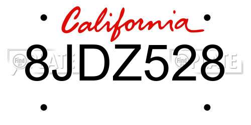8JDZ528 California License Plate