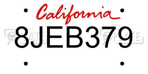 8JEB379 California License Plate