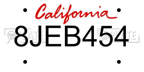 8JEB454 California License Plate