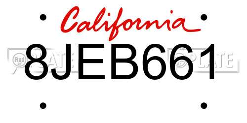 8JEB661 California License Plate