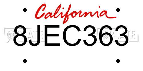 8JEC363 California License Plate