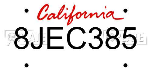 8JEC385 California License Plate