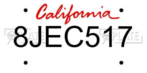 8JEC517 California License Plate