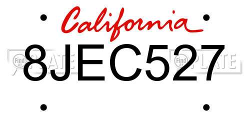 8JEC527 California License Plate