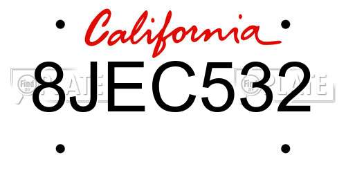 8JEC532 California License Plate