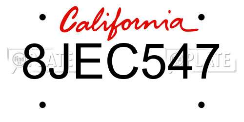 8JEC547 California License Plate