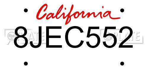 8JEC552 California License Plate