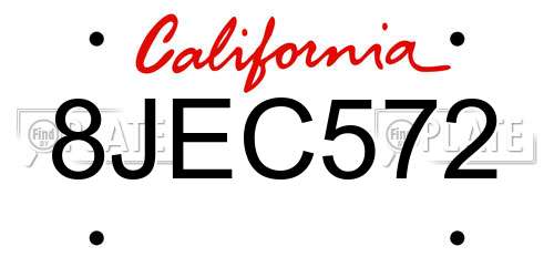 8JEC572 California License Plate