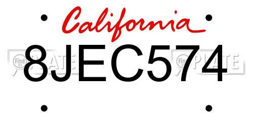 8JEC574 California License Plate
