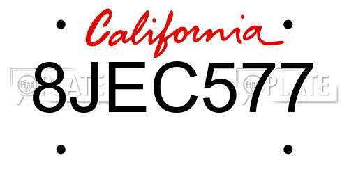 8JEC577 California License Plate