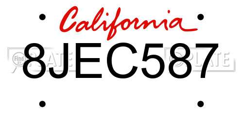 8JEC587 California License Plate