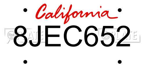 8JEC652 California License Plate