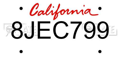 8JEC799 California License Plate