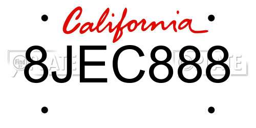 8JEC888 California License Plate