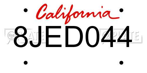 8JED044 California License Plate