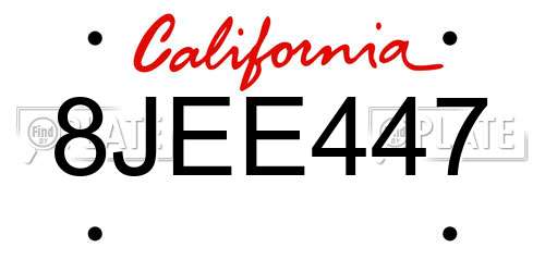 8JEE447 California License Plate