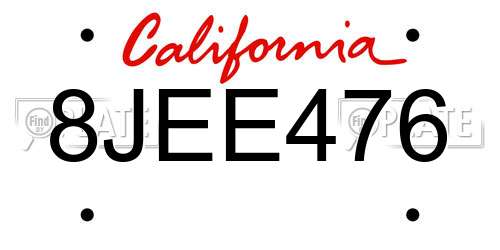 8JEE476 California License Plate