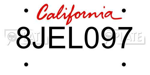 8JEL097 California License Plate