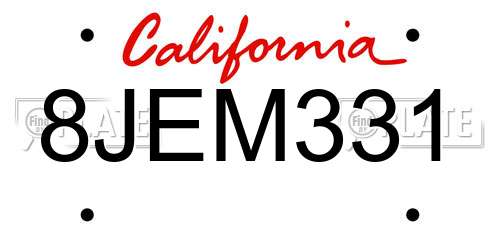 8JEM331 California License Plate