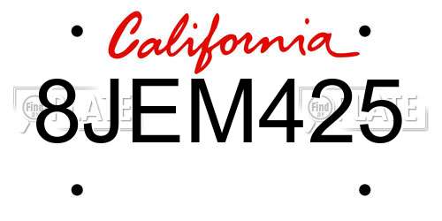 8JEM425 California License Plate