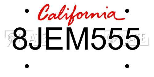 8JEM555 California License Plate