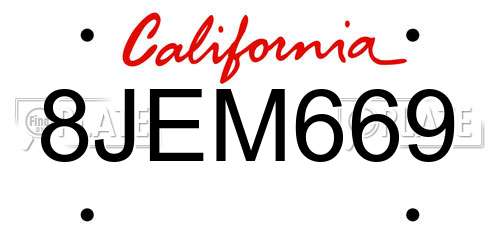 8JEM669 California License Plate