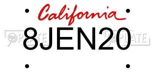 8JEN20 California License Plate