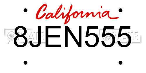 8JEN555 California License Plate