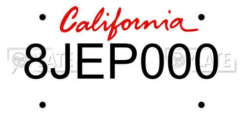 8JEP000 California License Plate