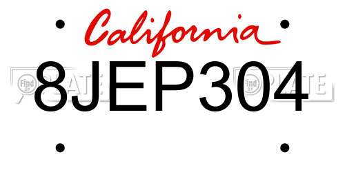 8JEP304 California License Plate