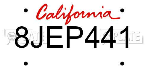8JEP441 California License Plate