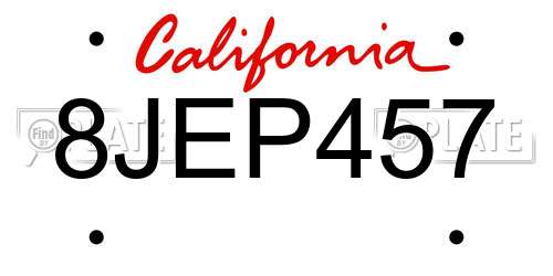 8JEP457 California License Plate